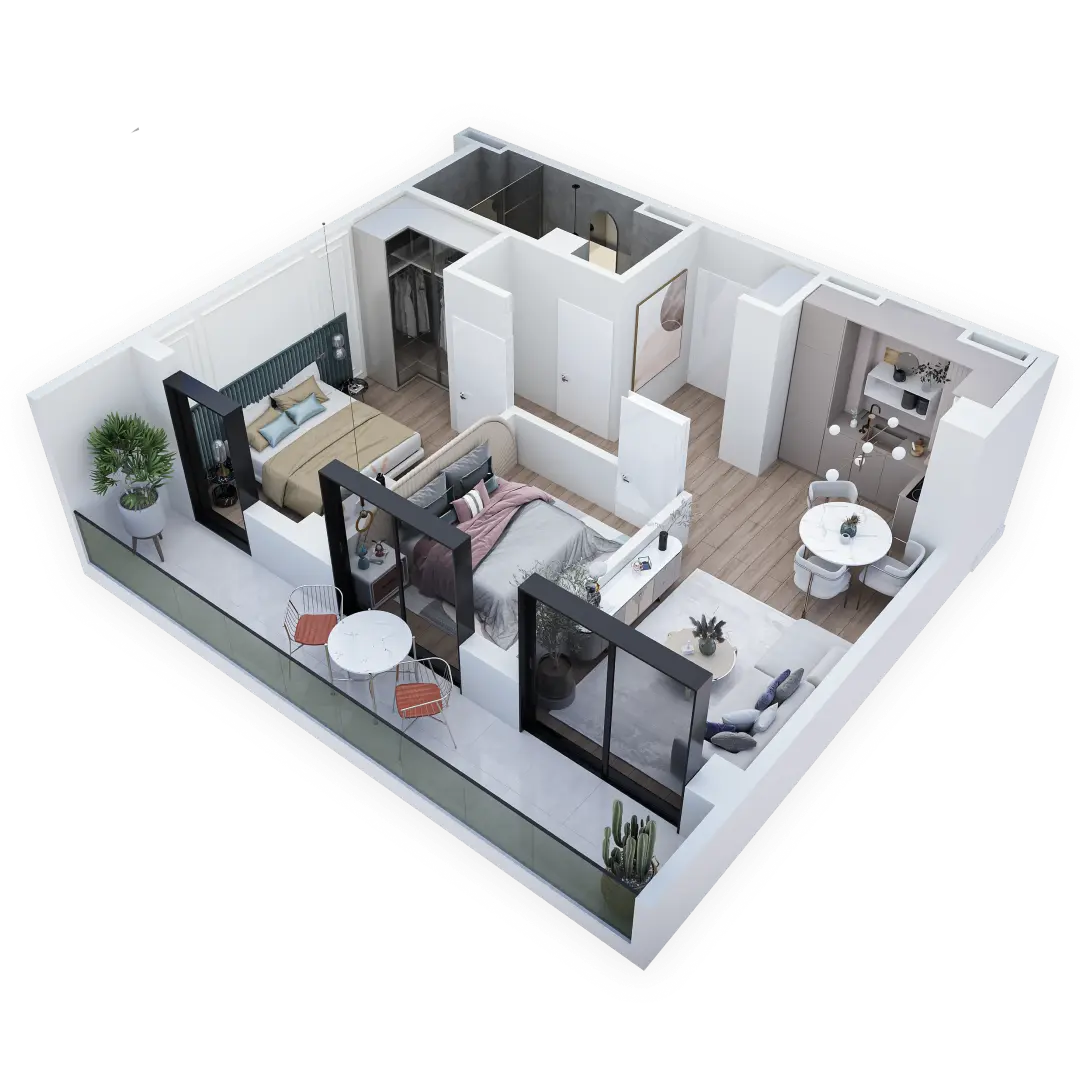 ბინა C105 — 3D ხედი