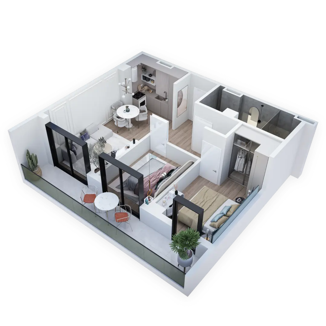 ბინა C121 — 3D ხედი
